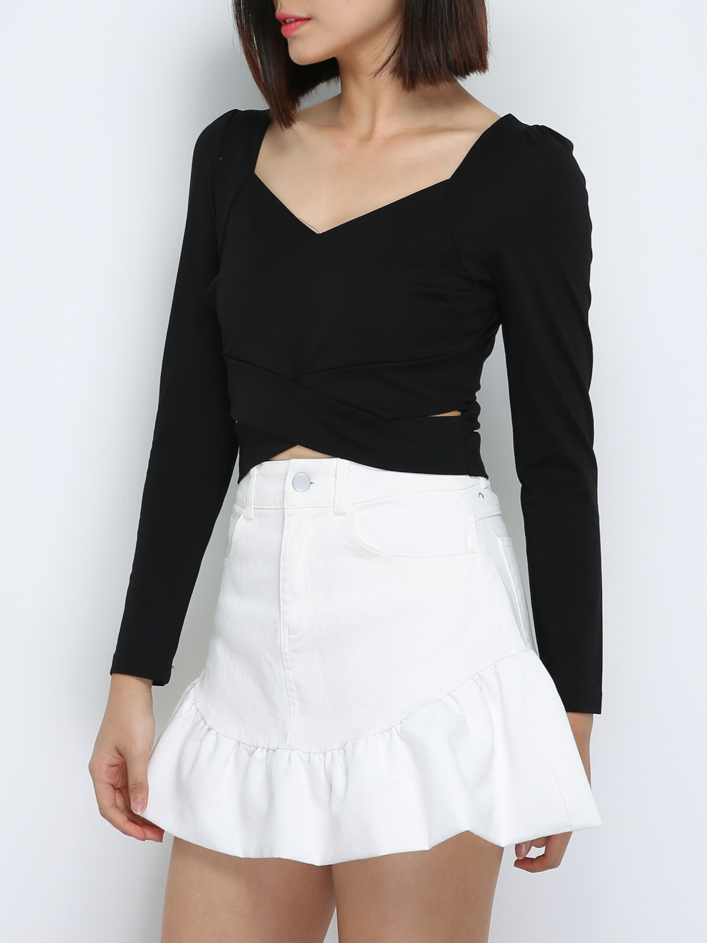 Denim With Ruffles Skirt Pants 33915