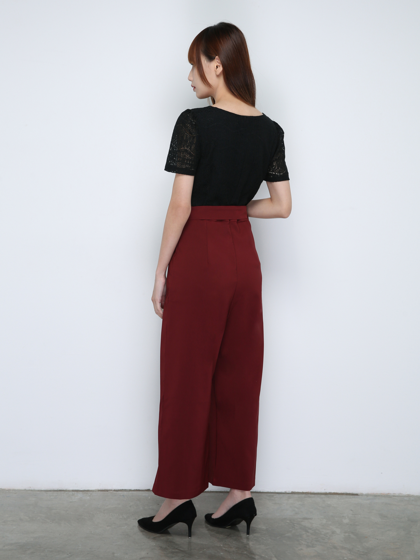 Two Tone Lace Jumpsuit With Belt 18732