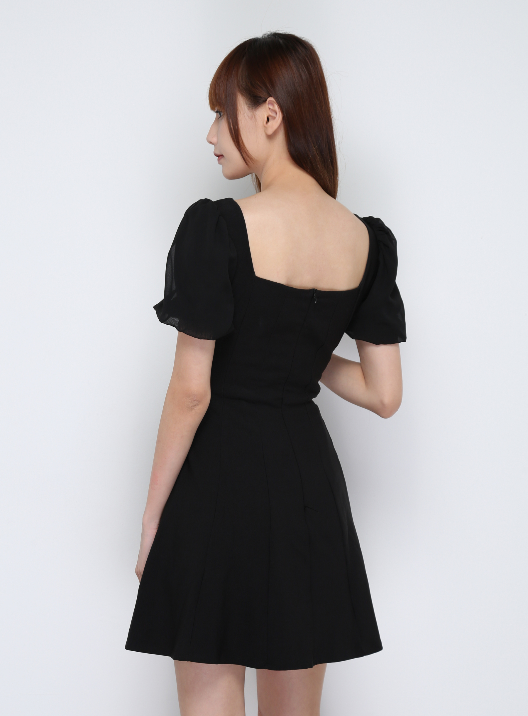 Puff SLeeve Front Pleated Dress 29592