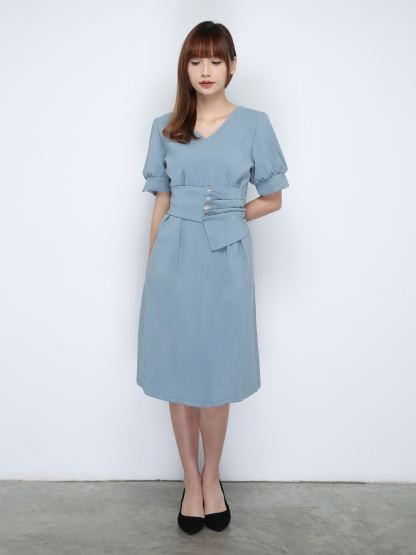 V Neck With Irregular Decorative Belt Dress 18625