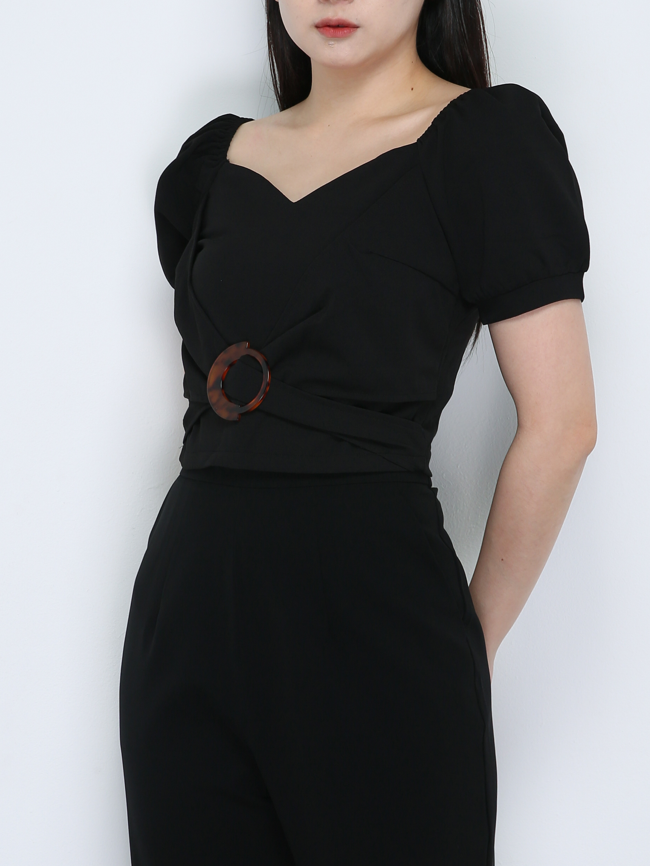 Sweetheart Ring Buckle Twist Tops 18881