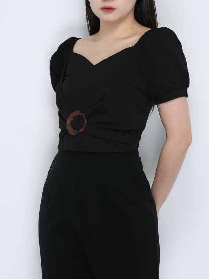 Sweetheart Ring Buckle Twist Tops 18881