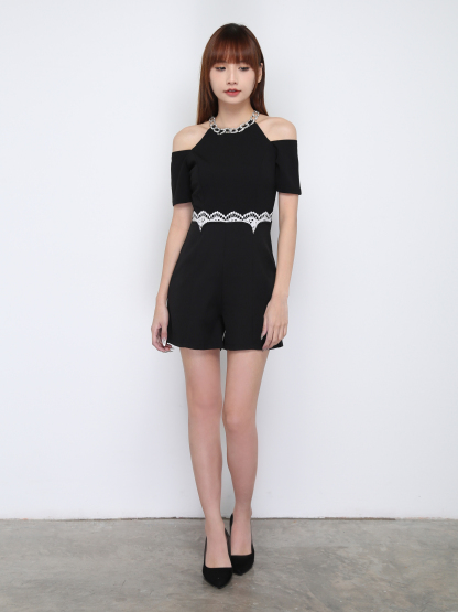 Halter With Decorative Chain Neckline With Sleeve Hole Jumpsuit 17052