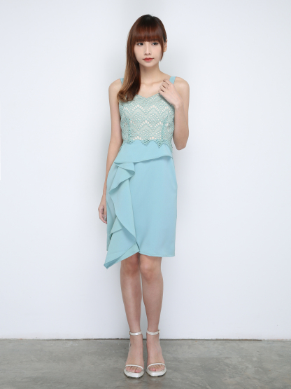 Polyester Half Lace Flare Dress 18314