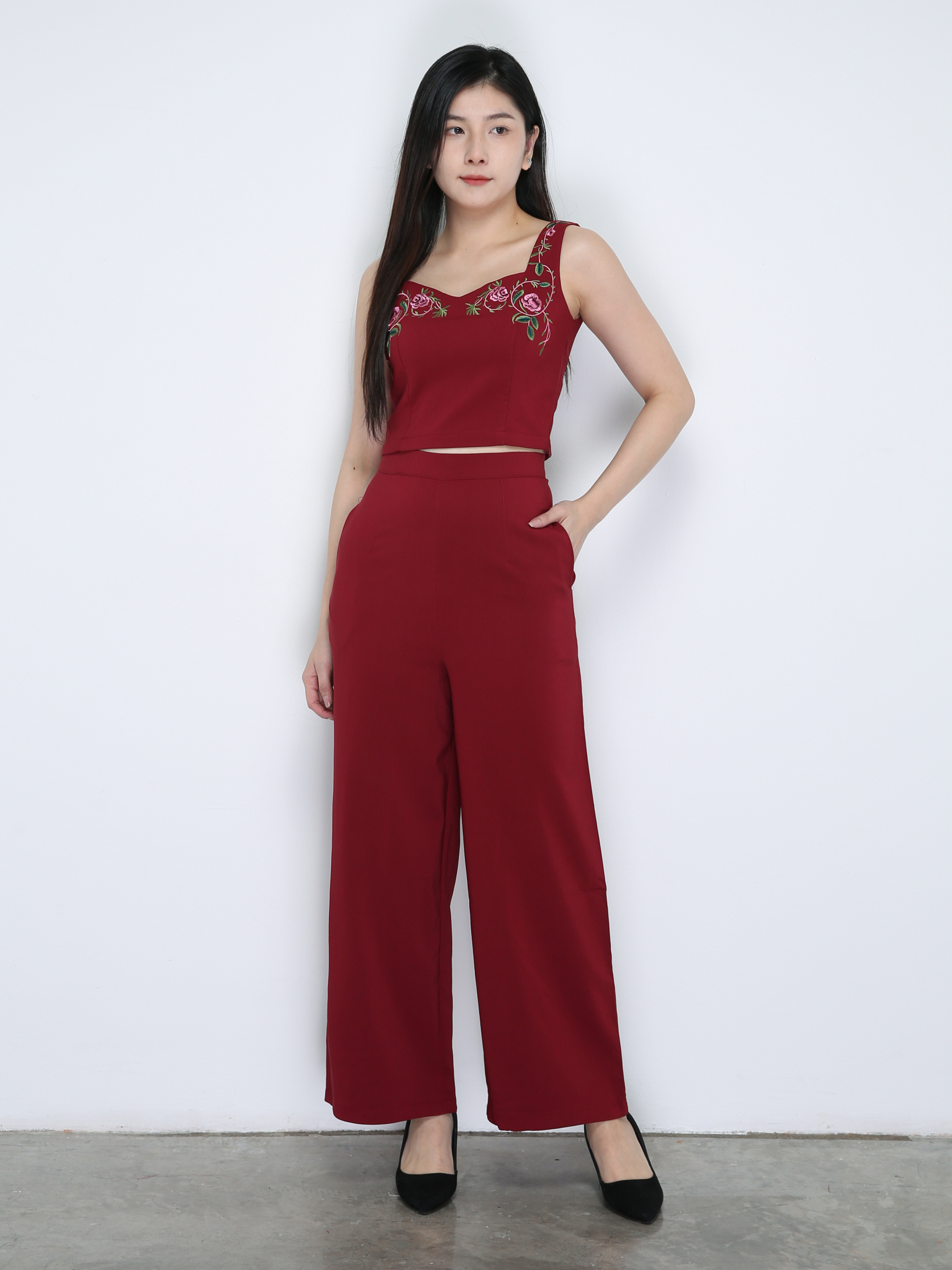 Floral Sleeveless Plain Sets 18862