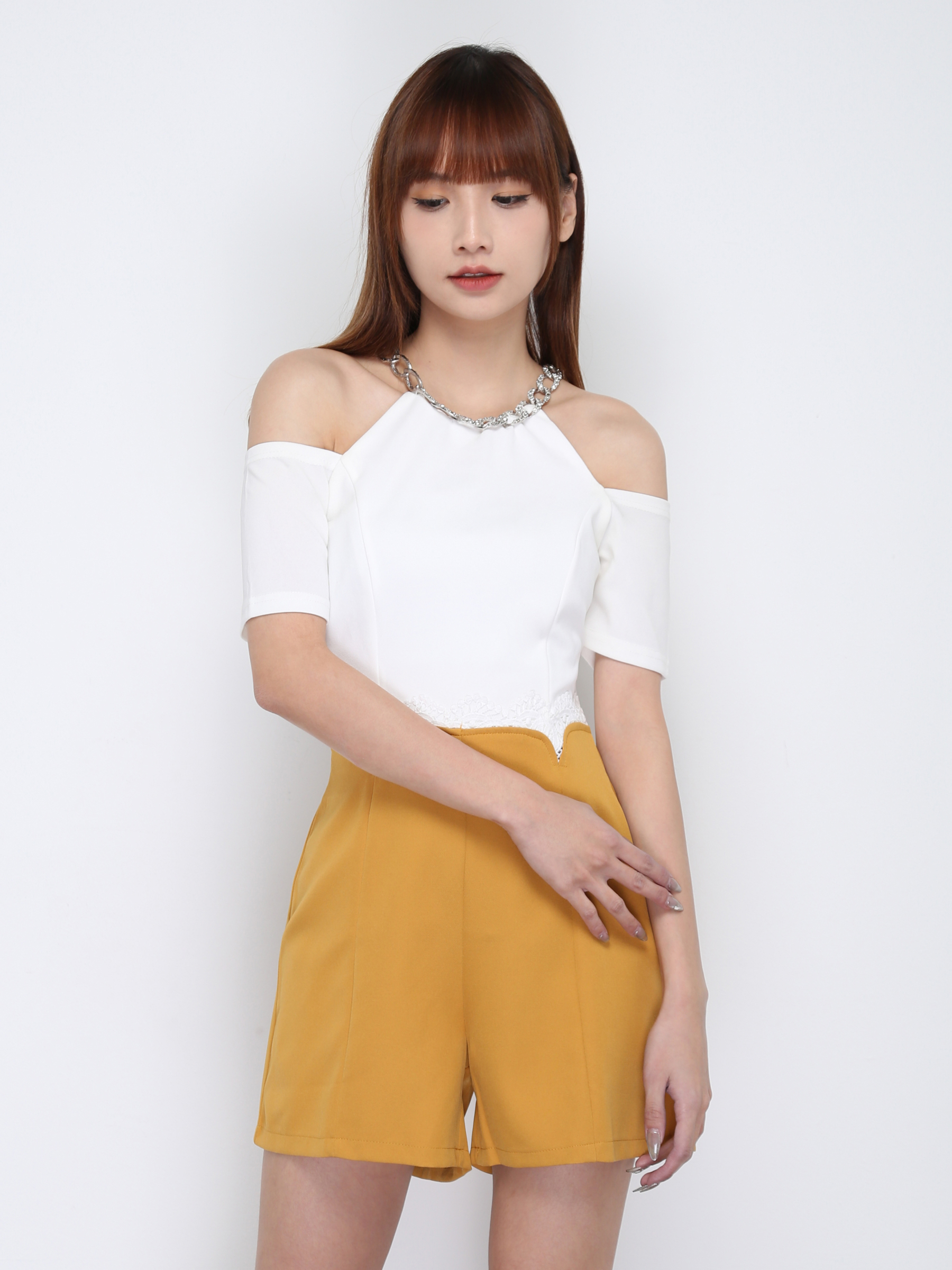 Halter With Decorative Chain Neckline With Sleeve Hole Jumpsuit 17052