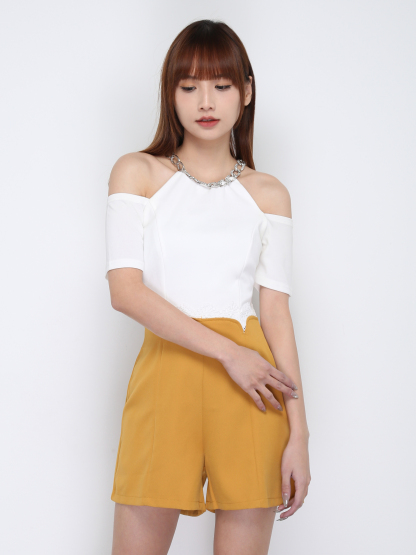 Halter With Decorative Chain Neckline With Sleeve Hole Jumpsuit 17052