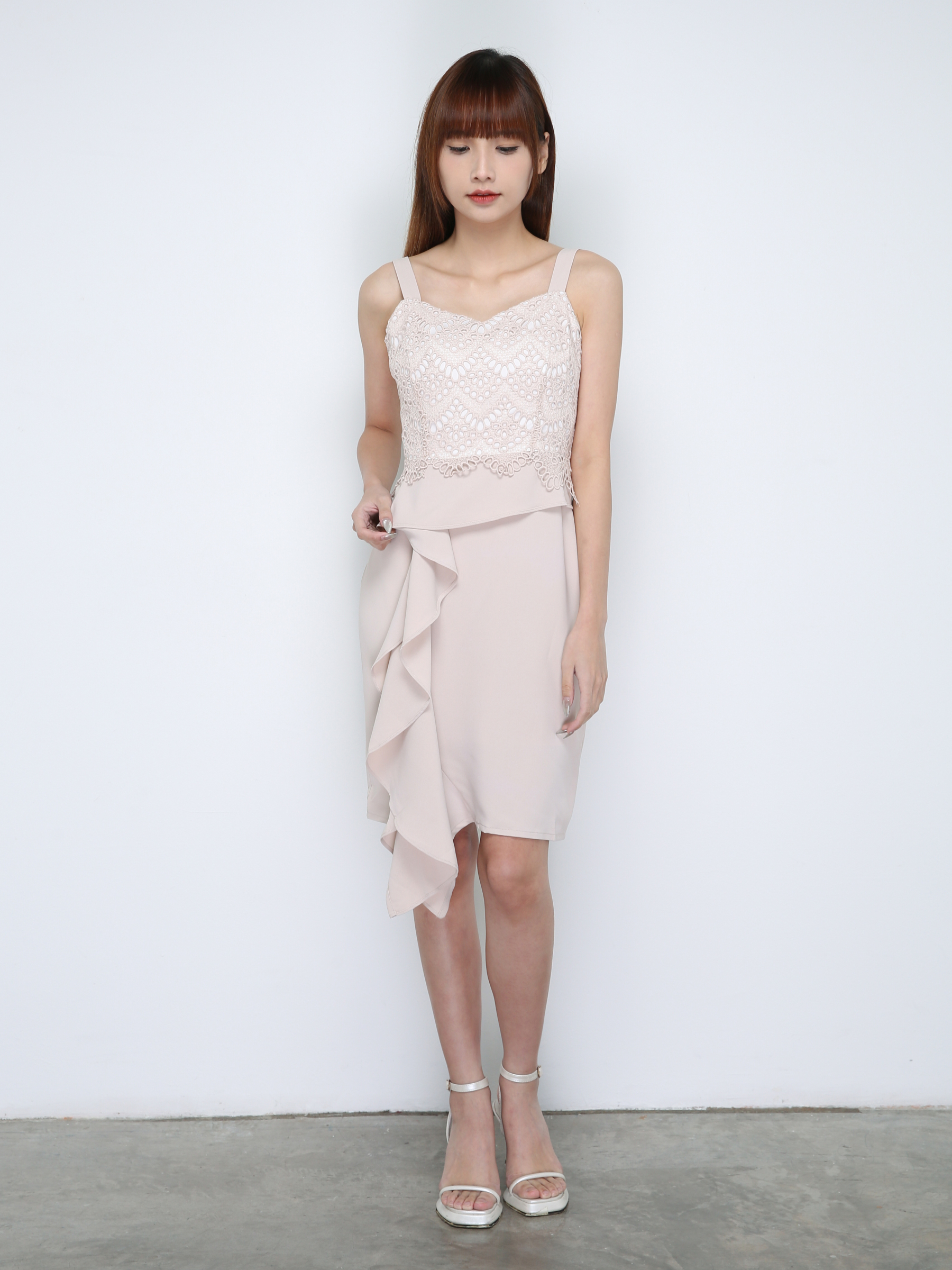 Polyester Half Lace Flare Dress 18314