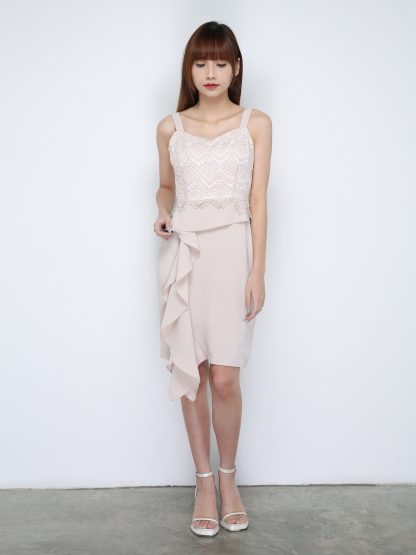 Polyester Half Lace Flare Dress 18314