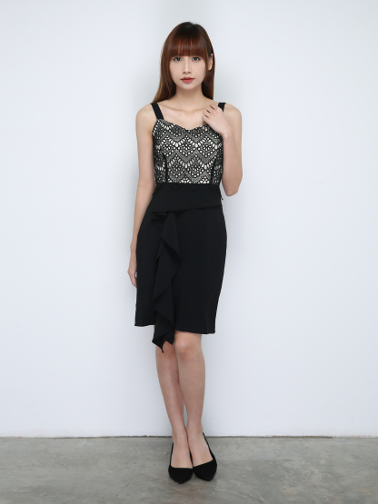 Polyester Half Lace Flare Dress 18314