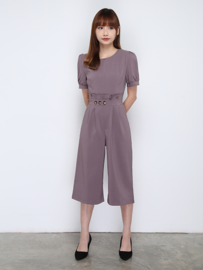 Side Decorative Button Jumpsuit 15196