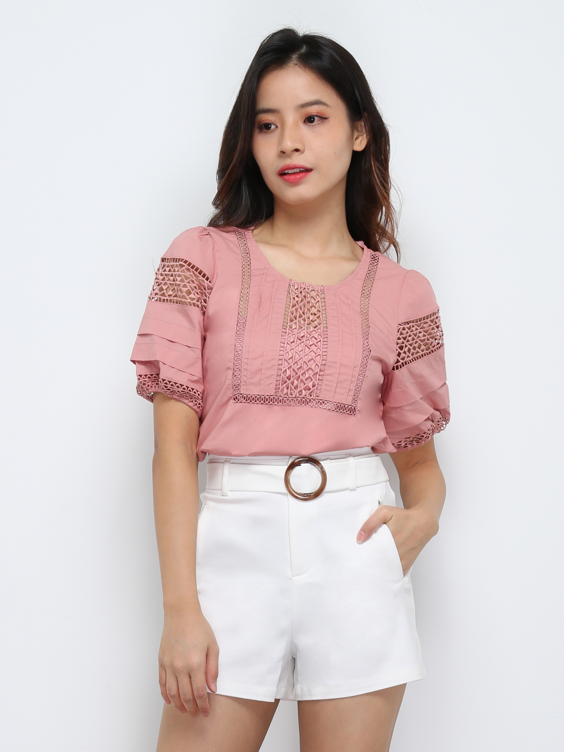 Front Pocket Short Pant With Belt 29339