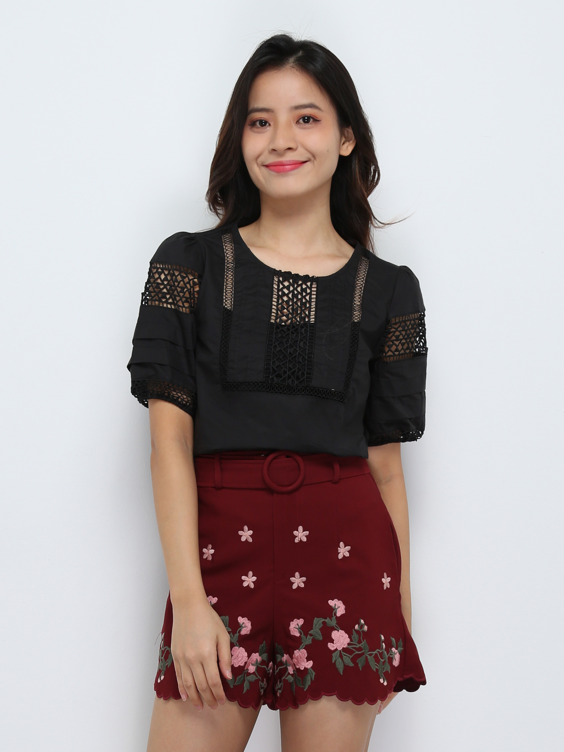 Floral With Belt Short Pants 29296