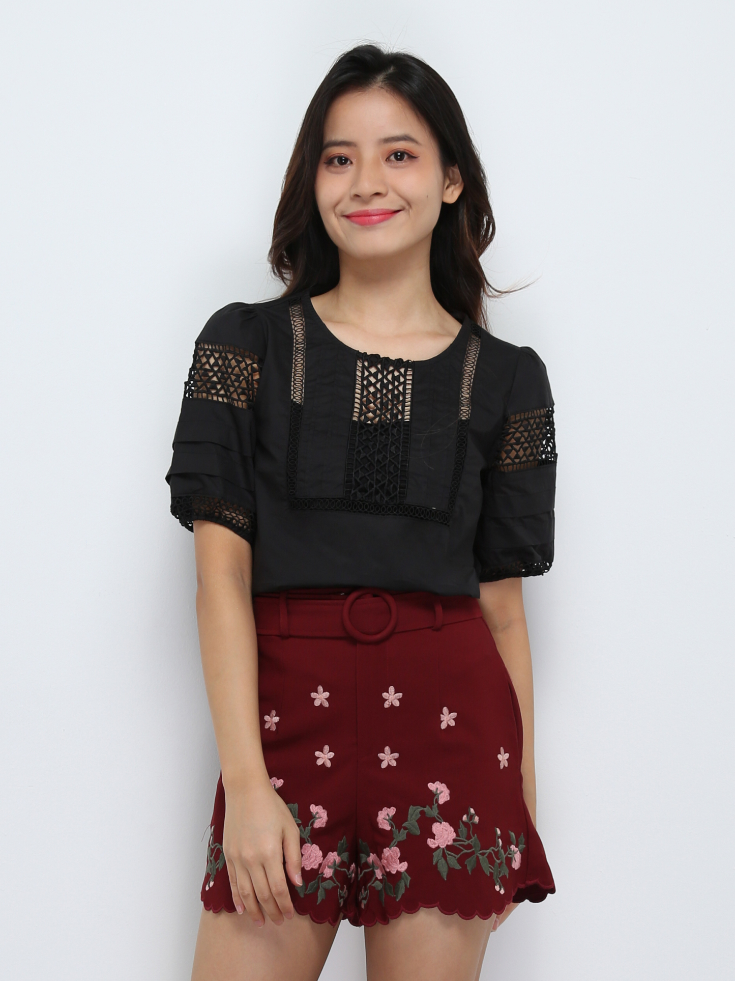 Floral With Belt Short Pants 29296