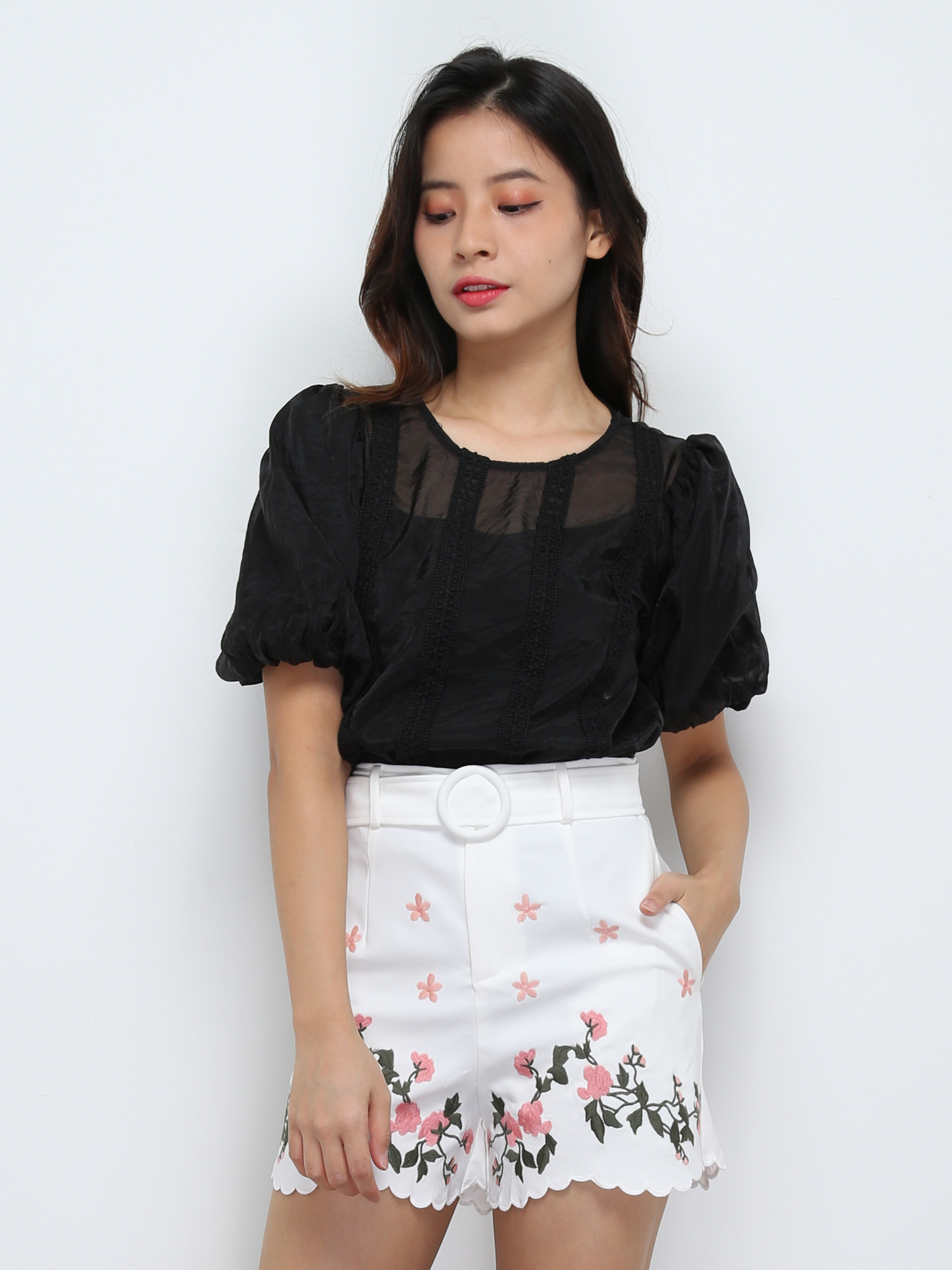 Floral With Belt Short Pants 29296