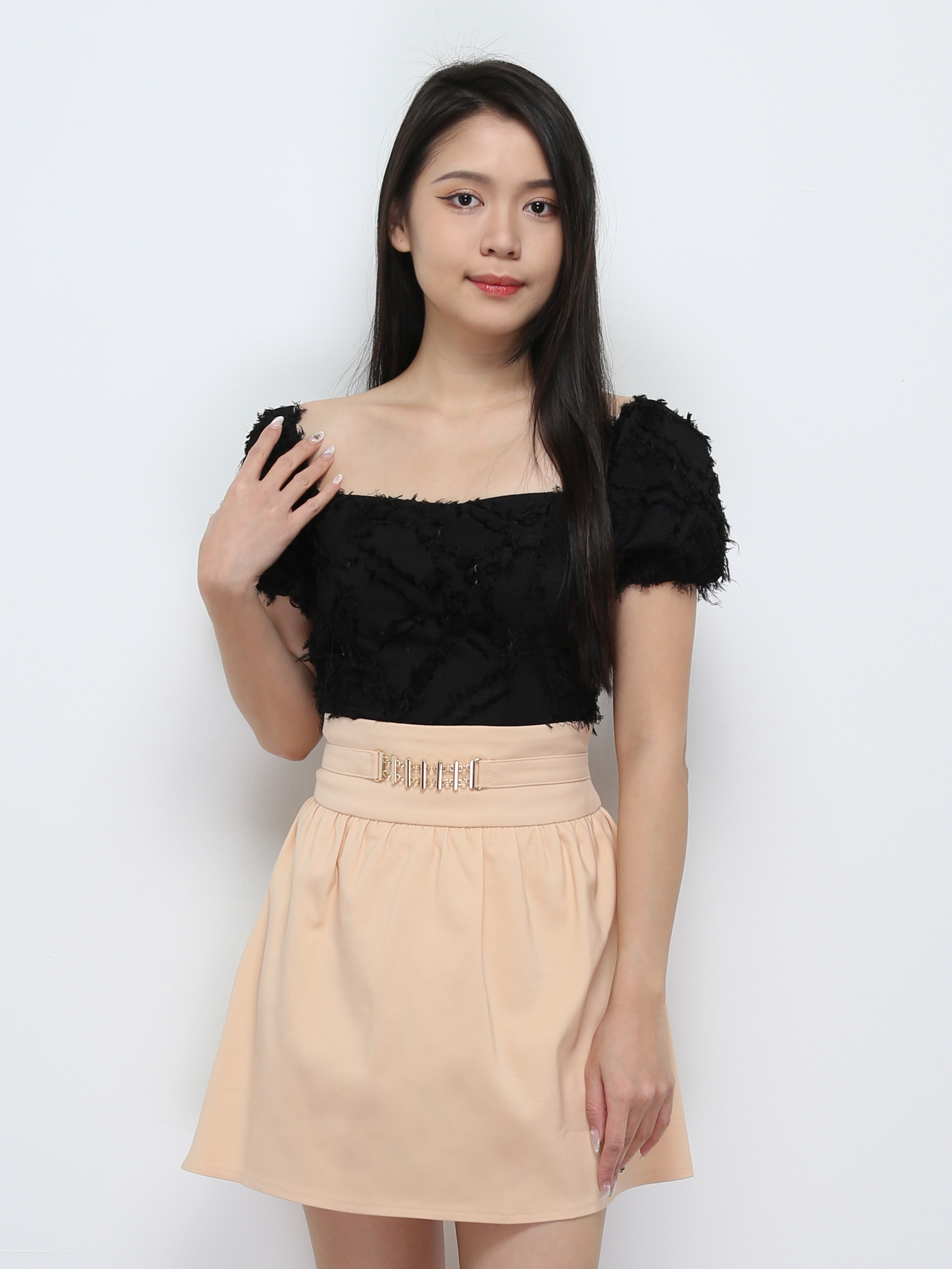 Puff Sleeve Tassel With Back Zip Top 29303