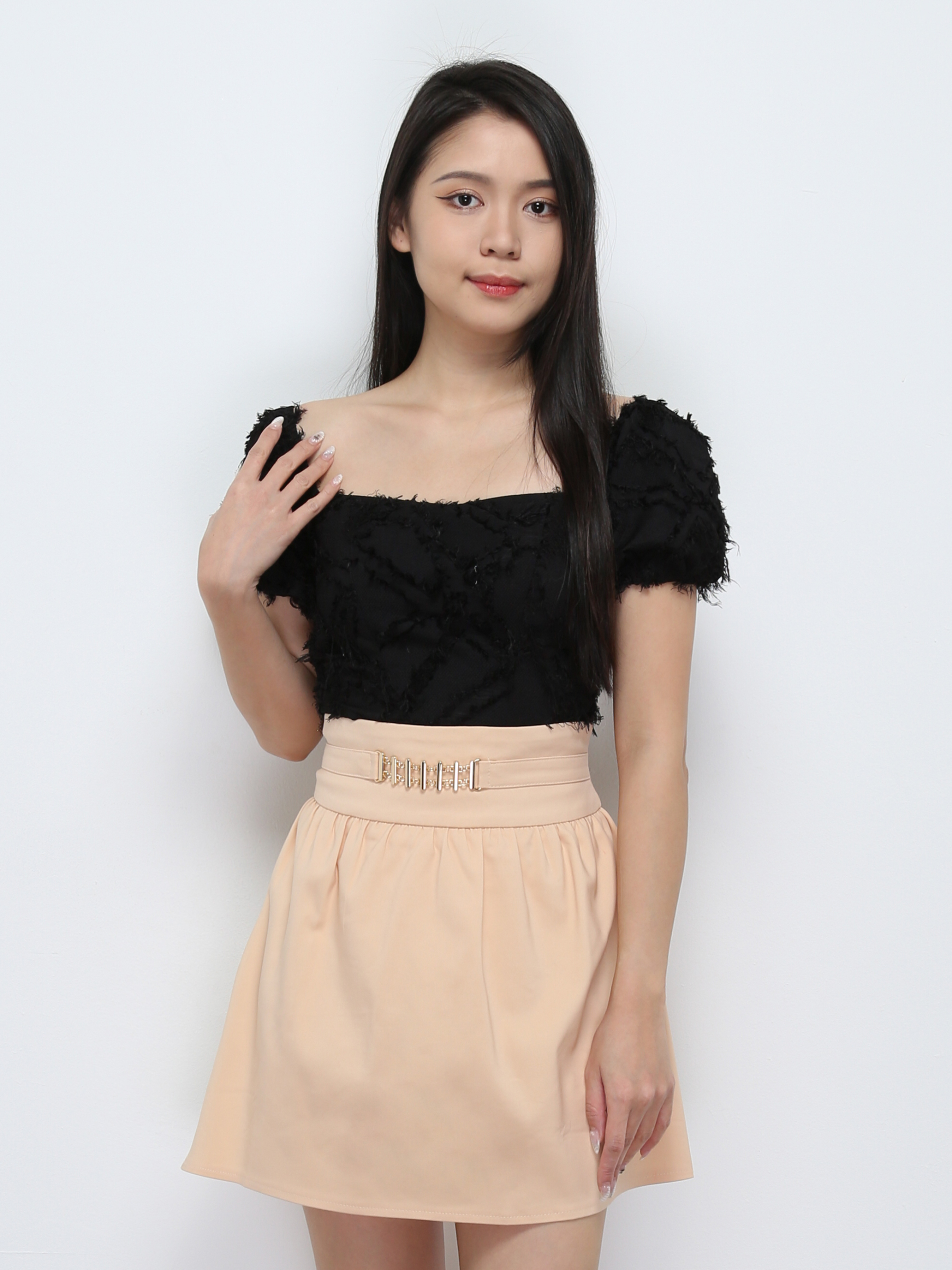 Puff Sleeve Tassel With Back Zip Top 29303