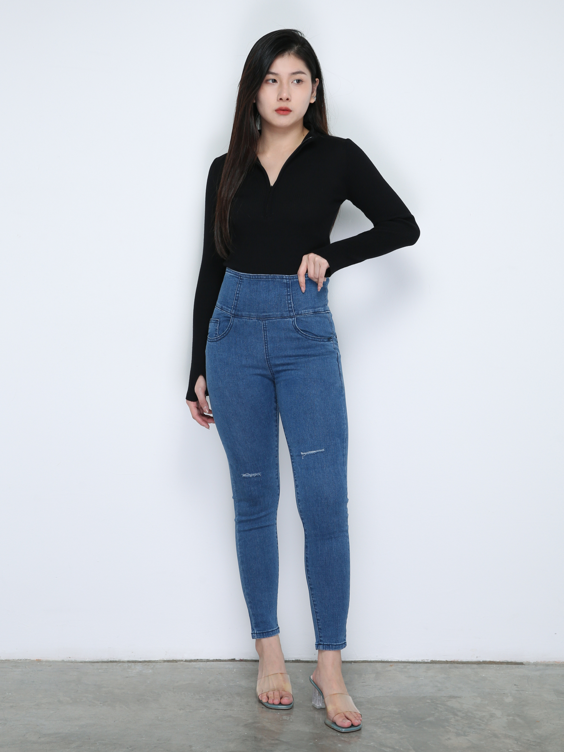 Denim High Waist Long Pants 18850