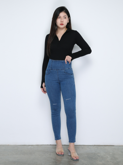 Denim High Waist Long Pants 18850