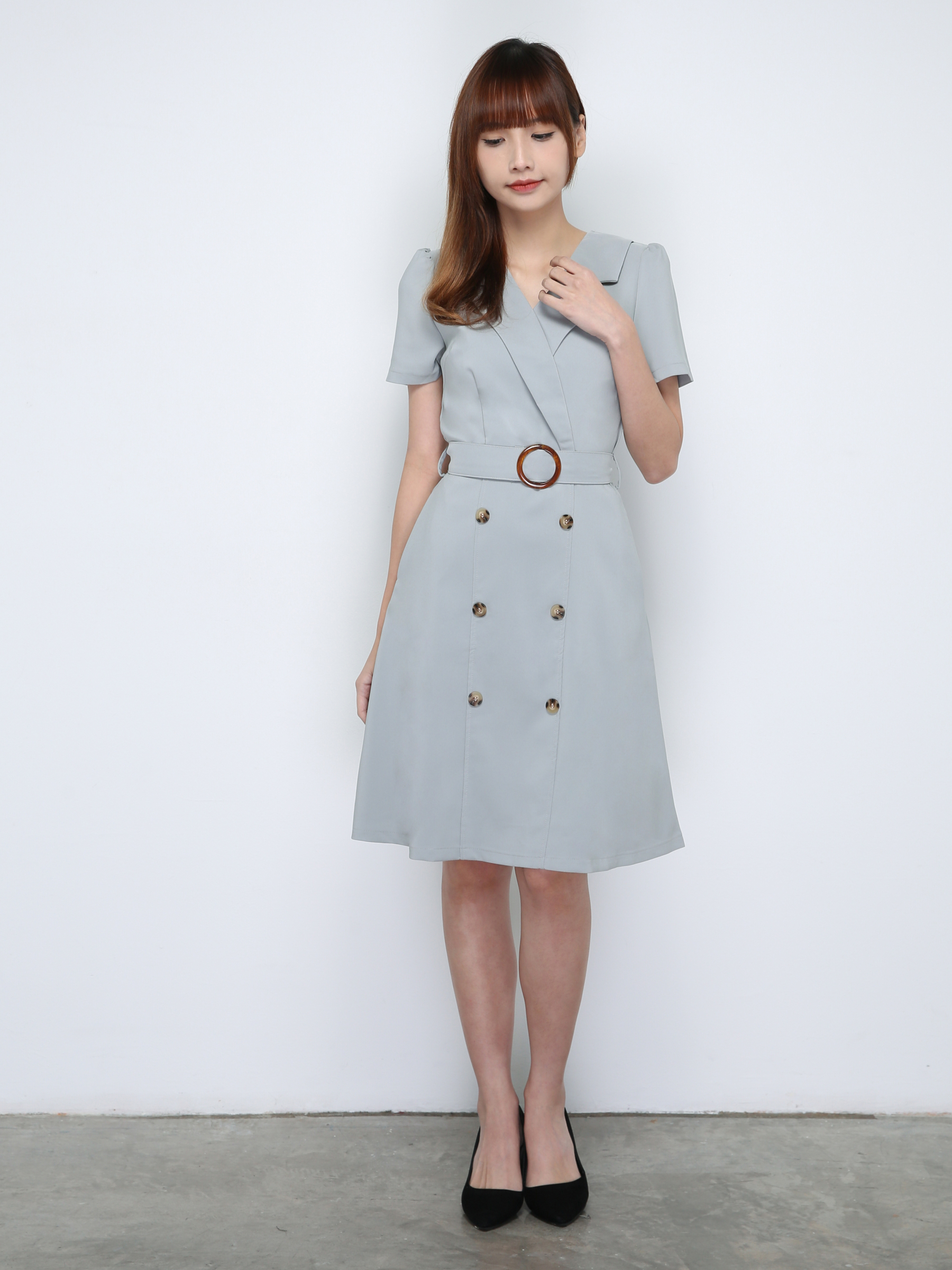 Wrap Collar With Belt Dress 18754