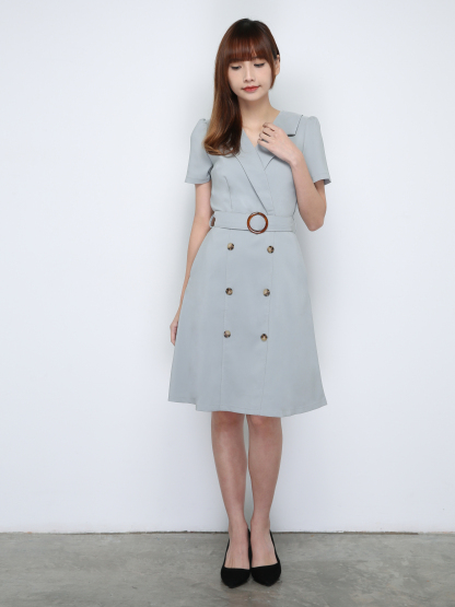 Wrap Collar With Belt Dress 18754