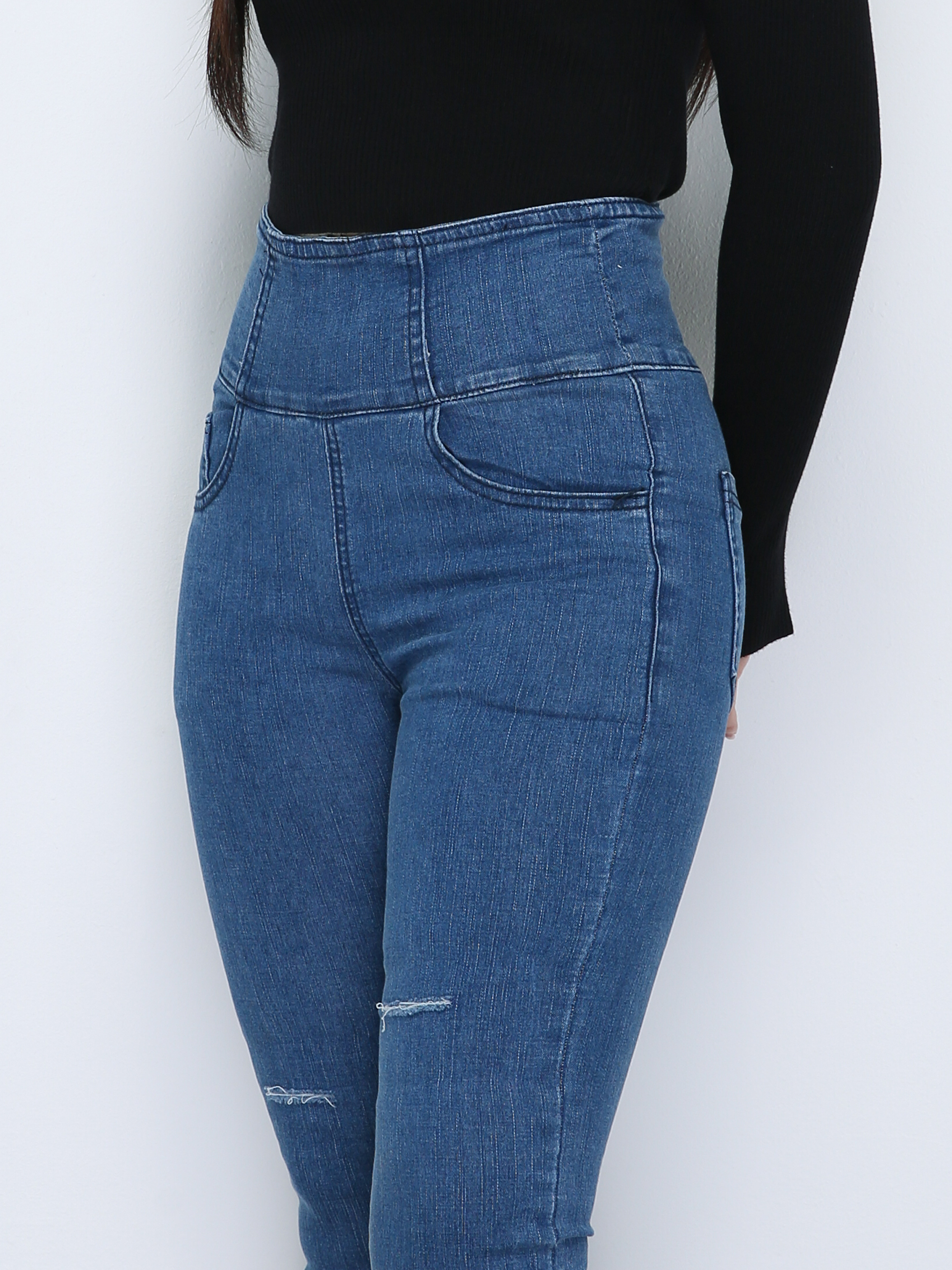 Denim High Waist Long Pants 18850