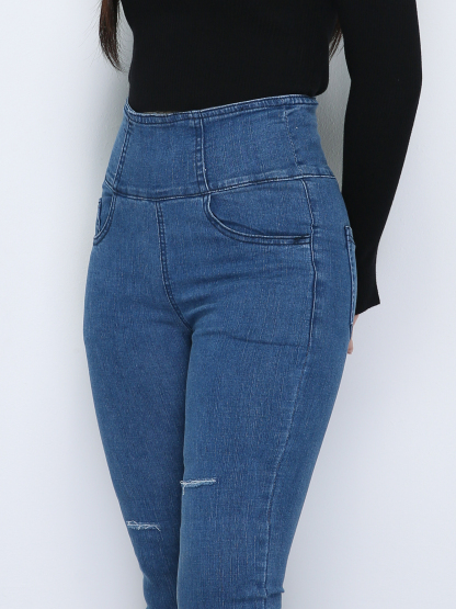 Denim High Waist Long Pants 18850