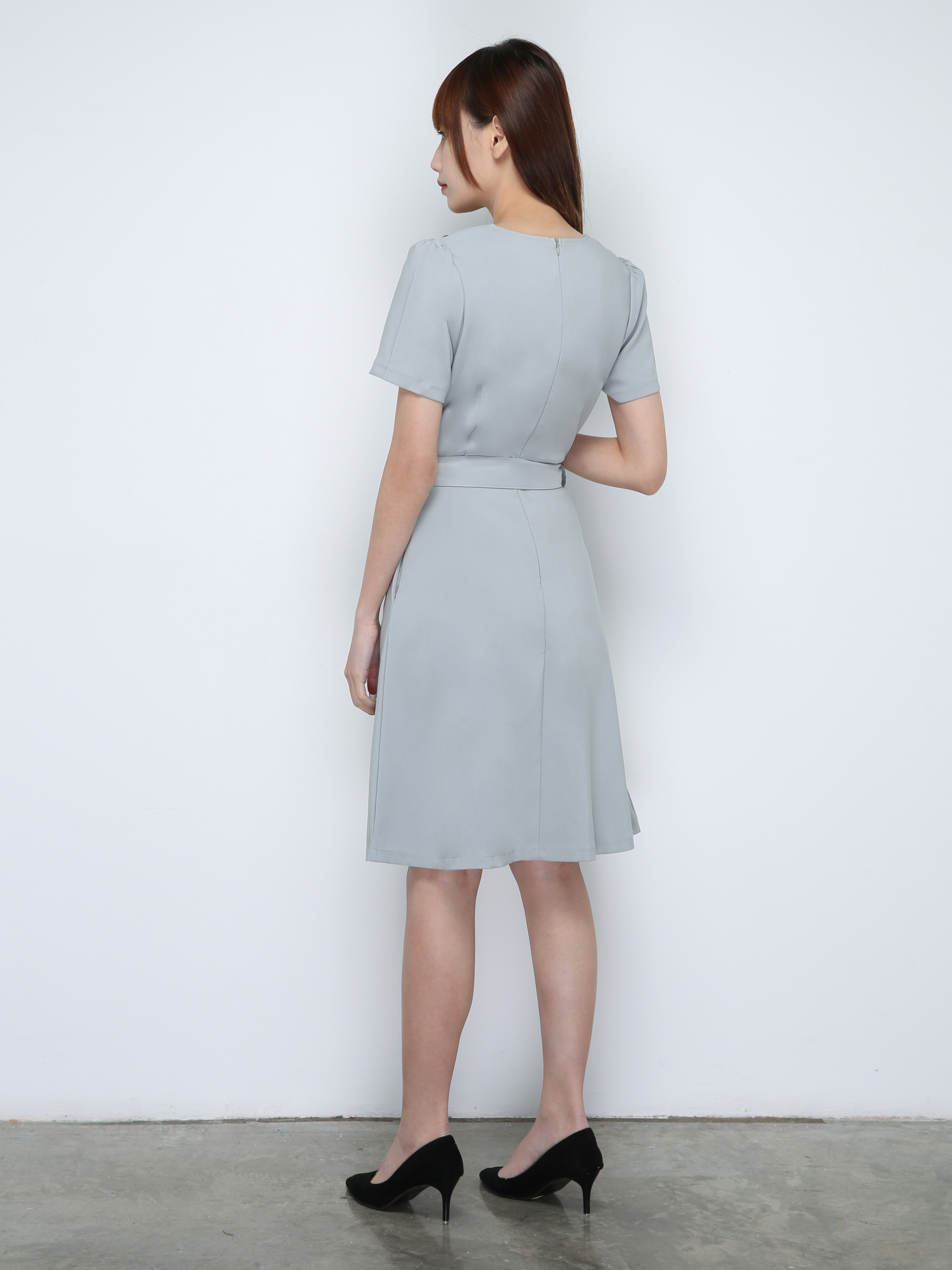 Wrap Collar With Belt Dress 18754