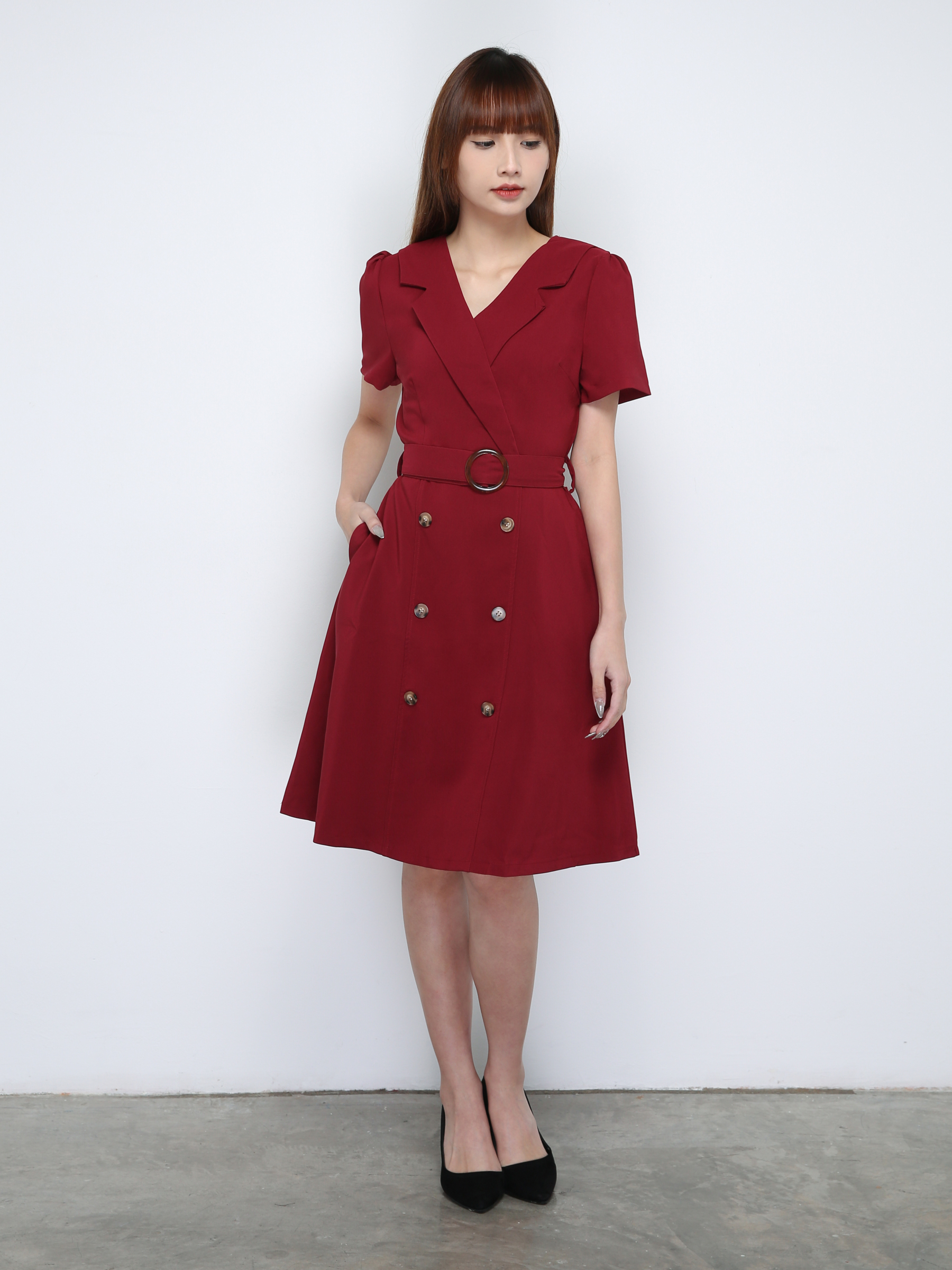 Wrap Collar With Belt Dress 18754