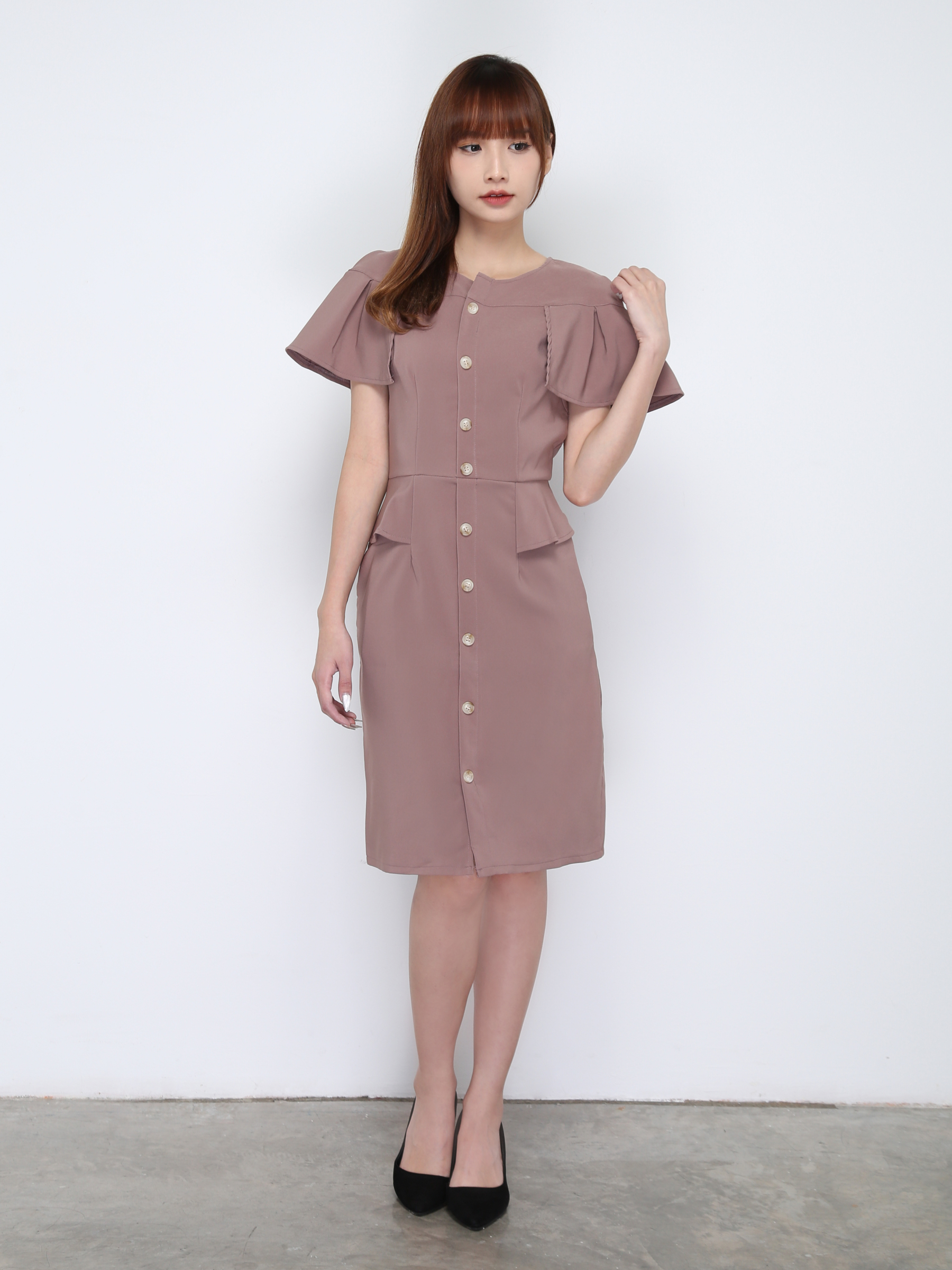 Formal Ruffles Sleeve Dress 16745