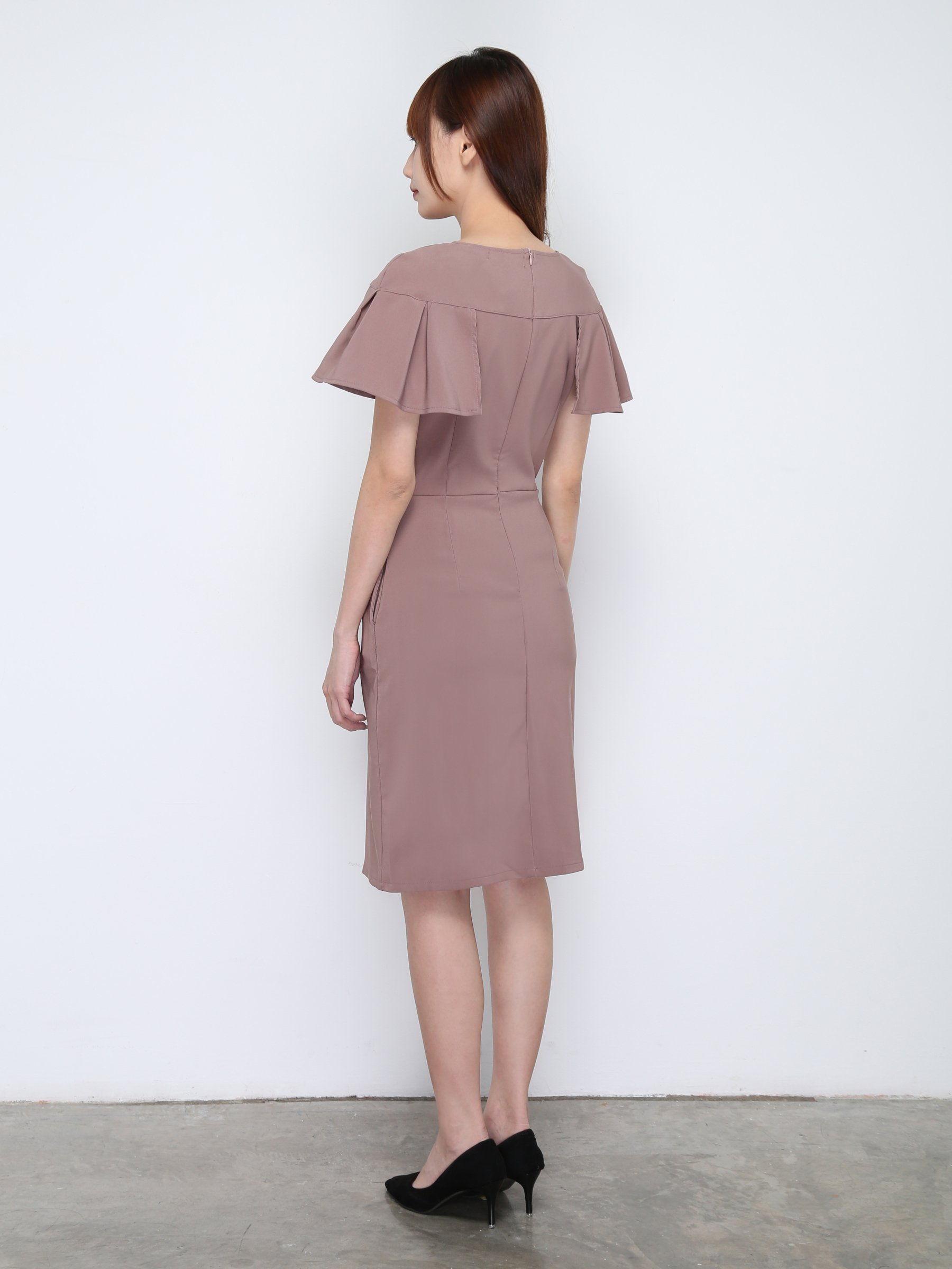 Formal Ruffles Sleeve Dress 16745