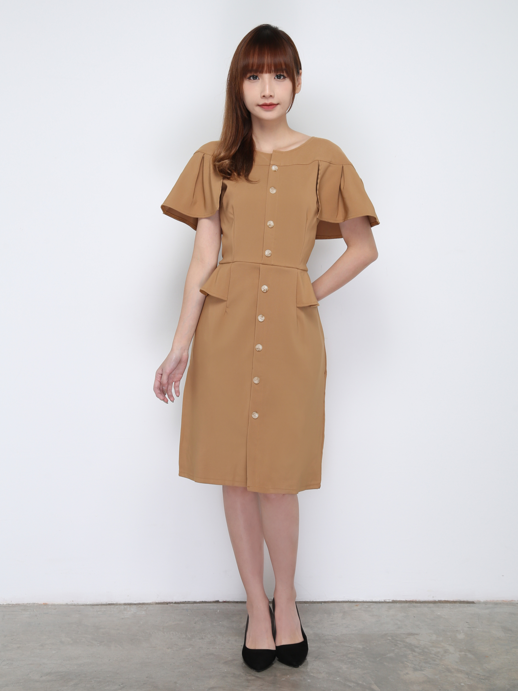 Formal Ruffles Sleeve Dress 16745