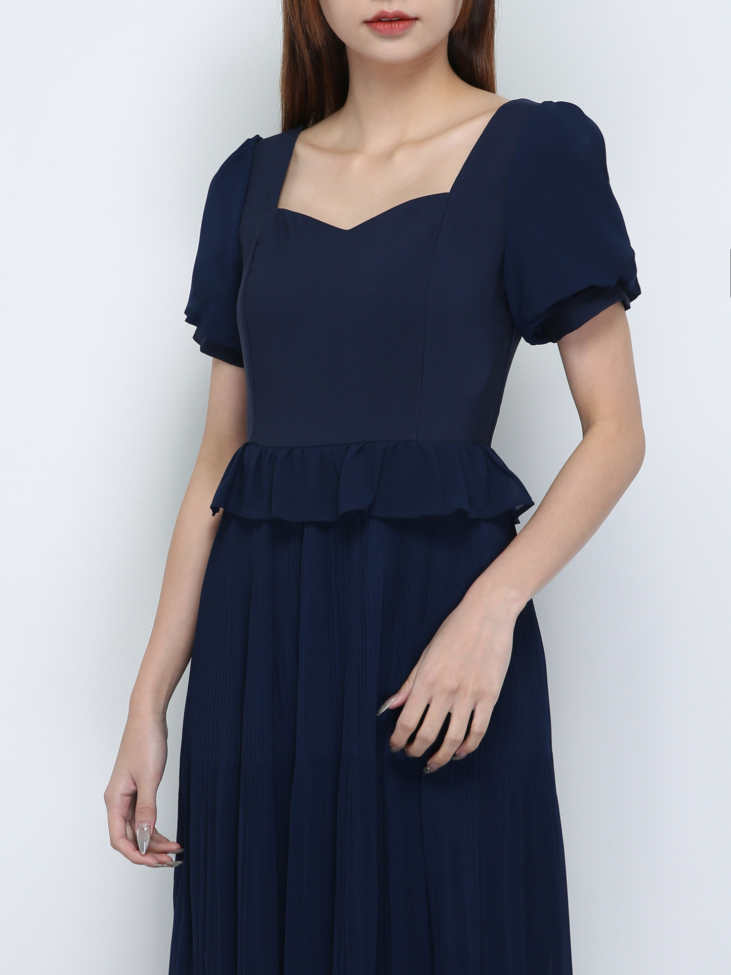 Pleated Lace Bottom Dress 18599