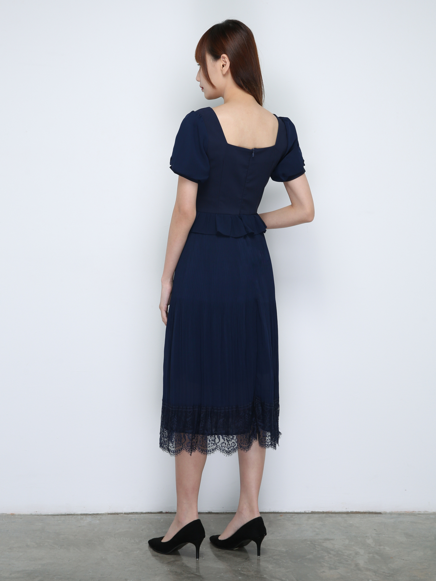 Pleated Lace Bottom Dress 18599