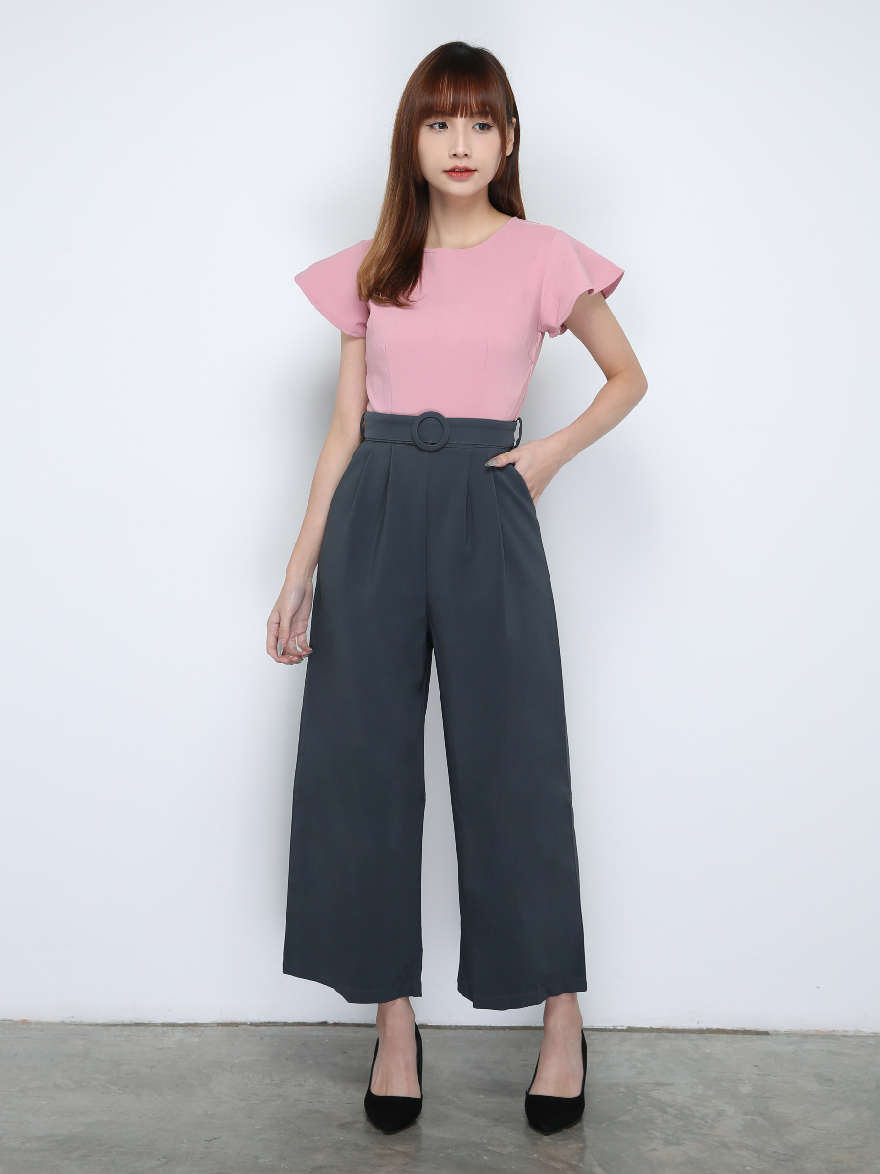 Two Tone Butterfly Sleeve Jumpsuit 18752
