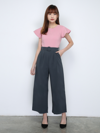 Two Tone Butterfly Sleeve Jumpsuit 18752
