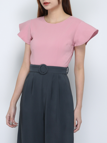 Two Tone Butterfly Sleeve Jumpsuit 18752