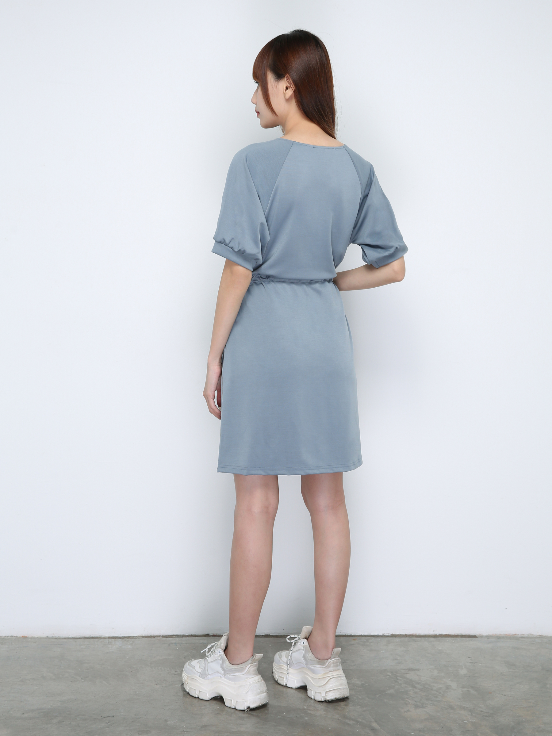 Front Zip With Waist Drawstring Dress 18687