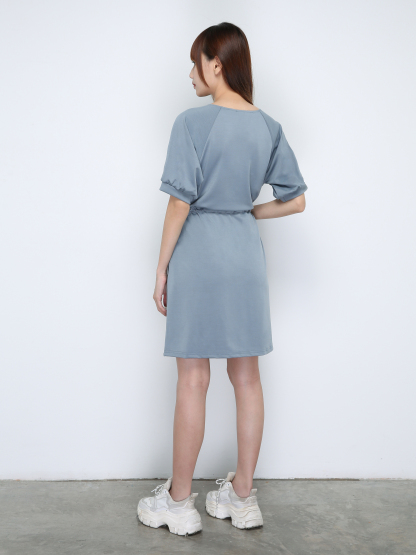 Front Zip With Waist Drawstring Dress 18687
