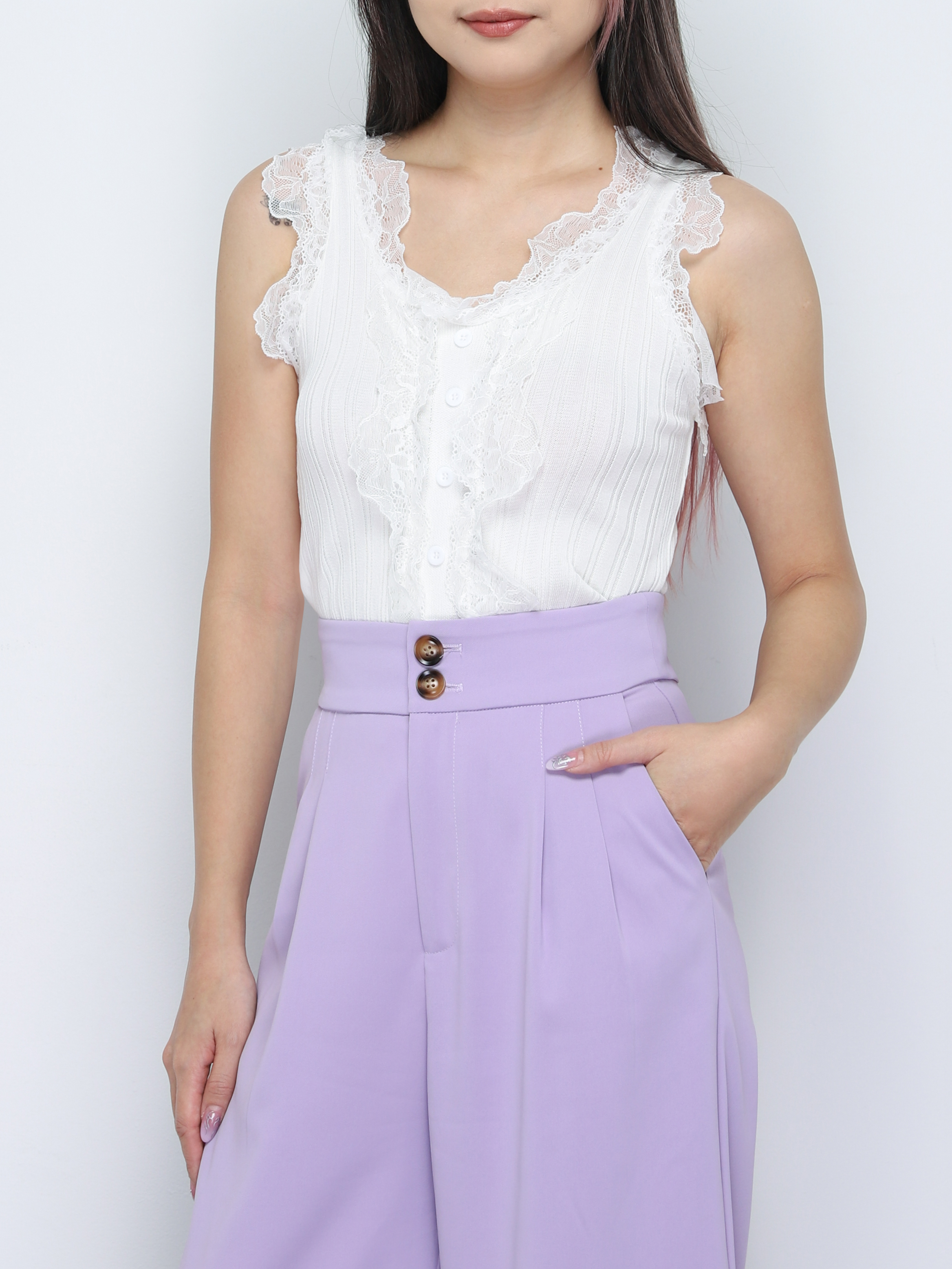 Sleeveless With Lace Top 34207