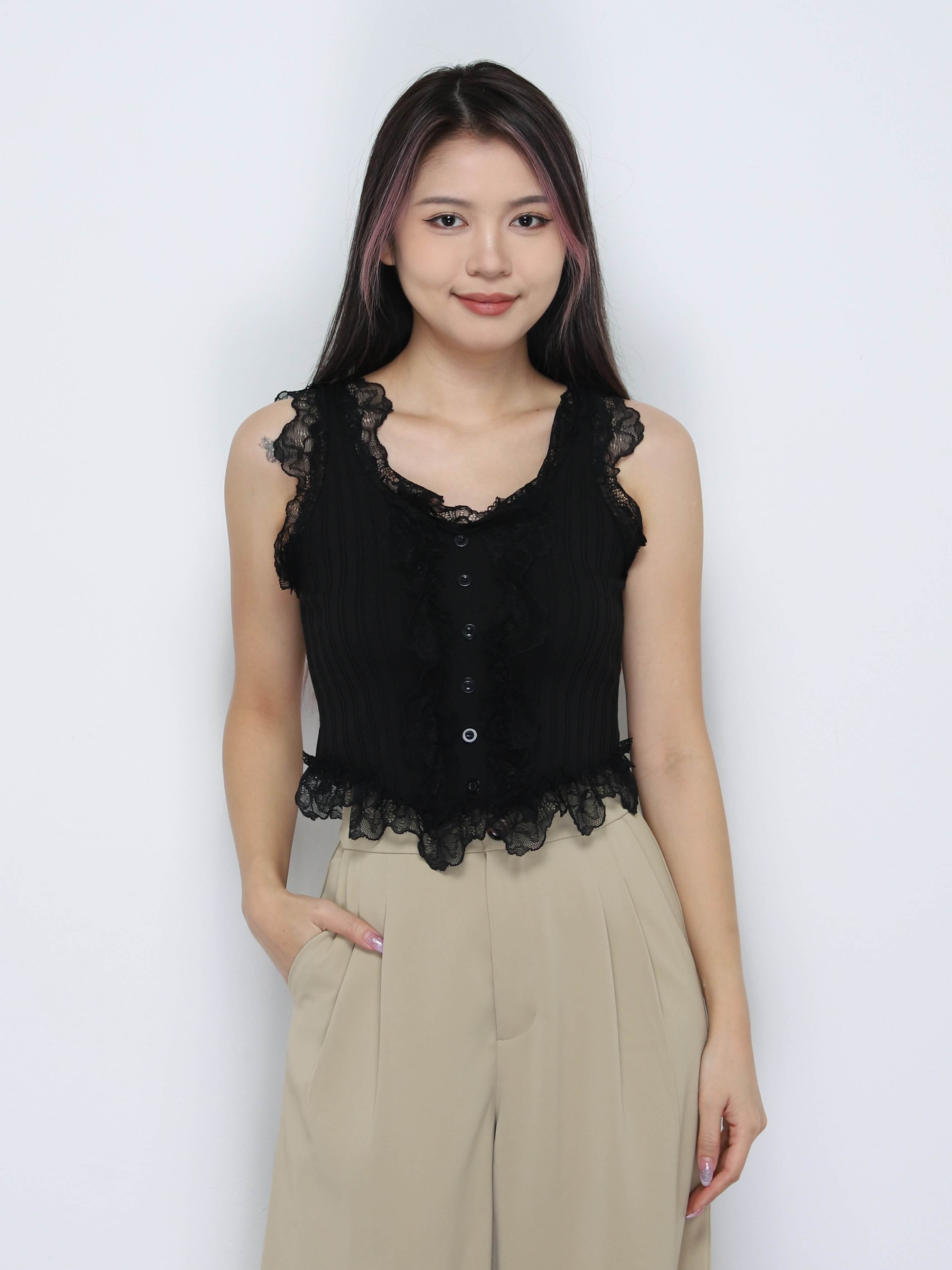 Sleeveless With Lace Top 34207