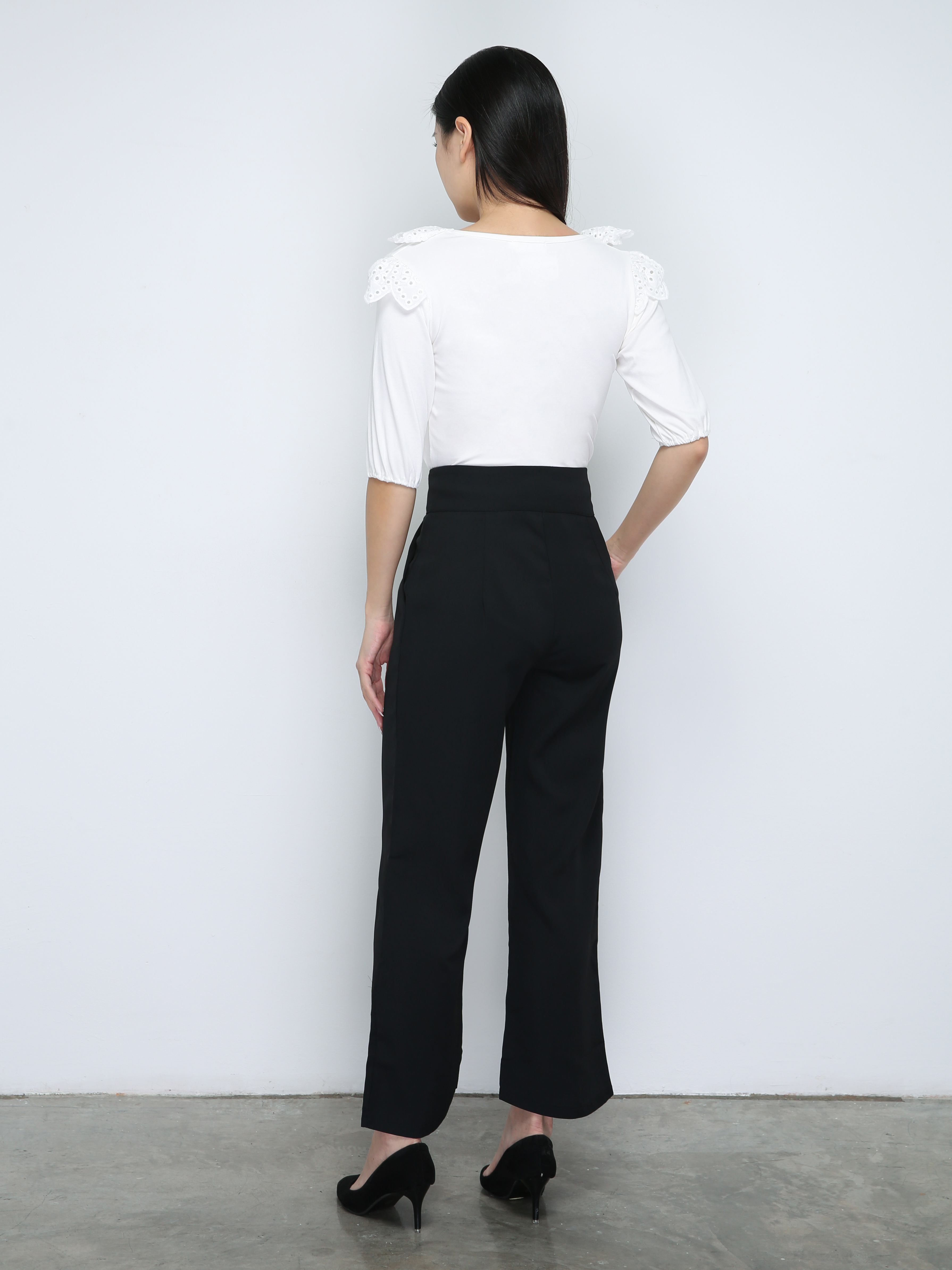 High Waist Side Pocket With Split Long Pants 33736