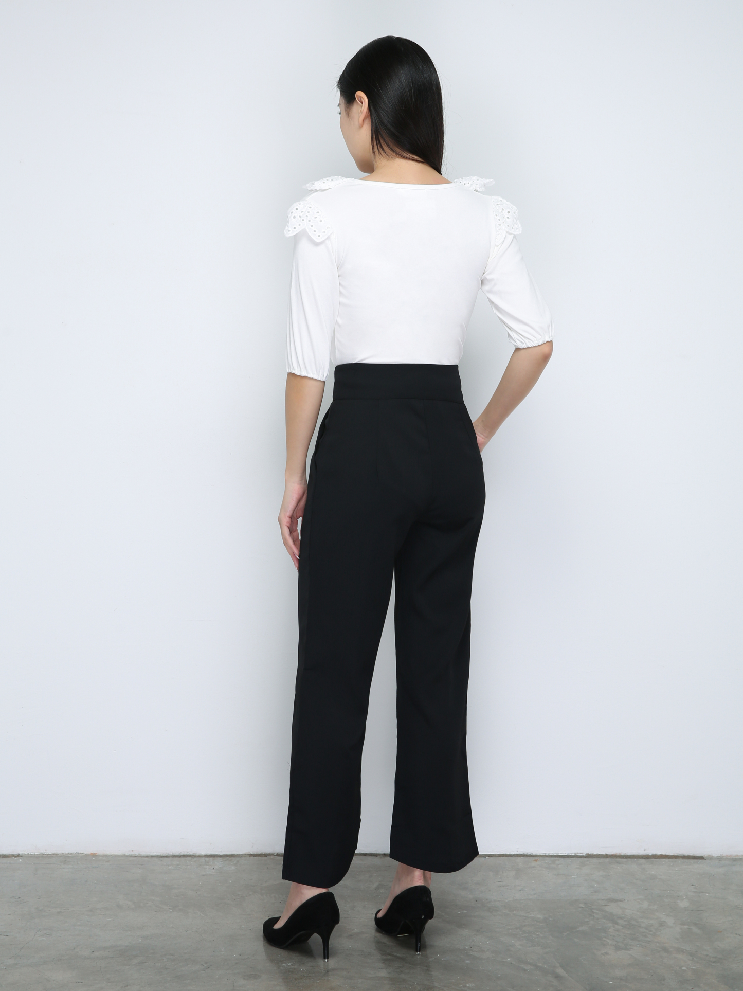 High Waist Side Pocket With Split Long Pants 33736