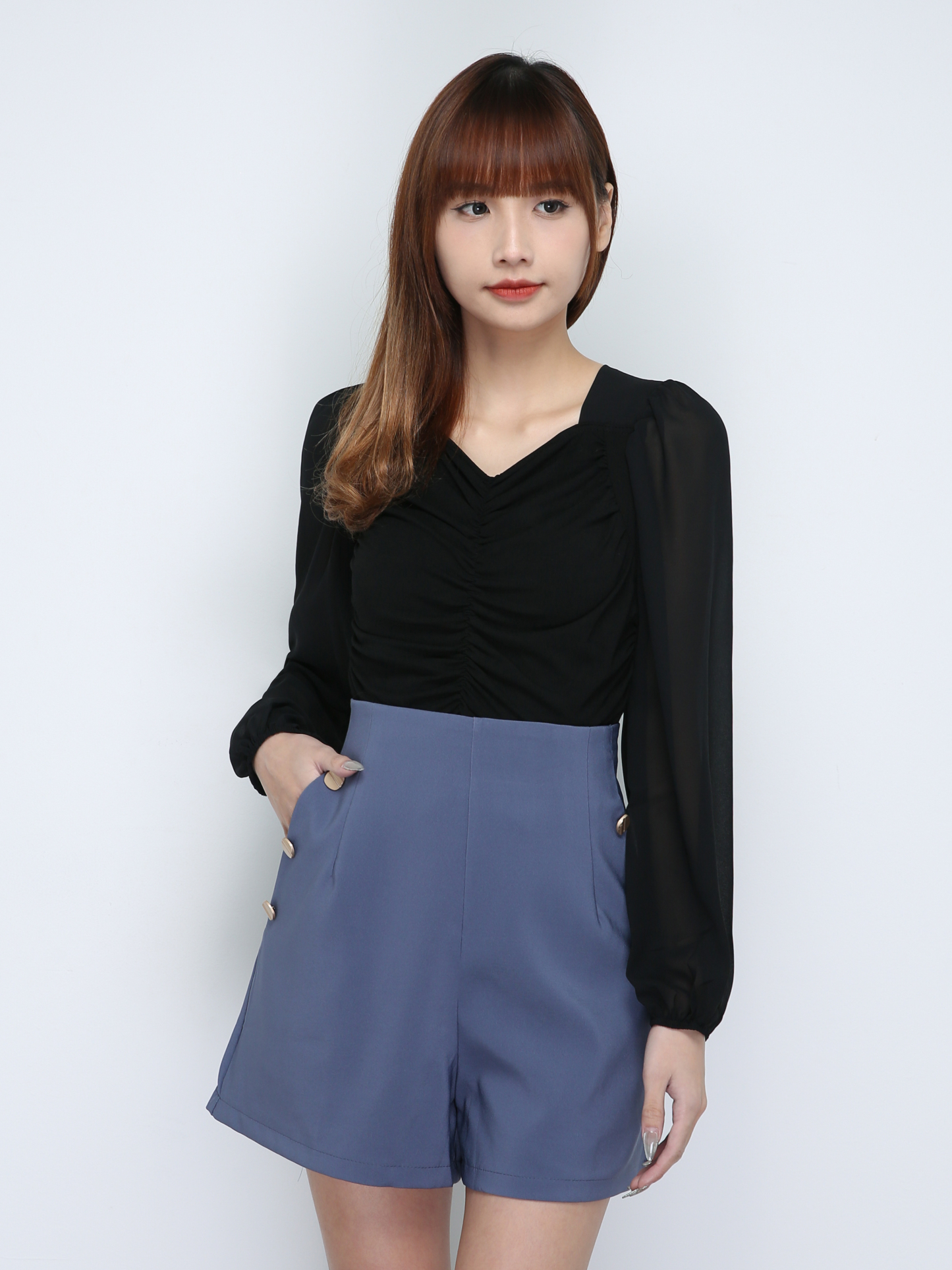 High Waist With Side Pocket Short Pants 18727