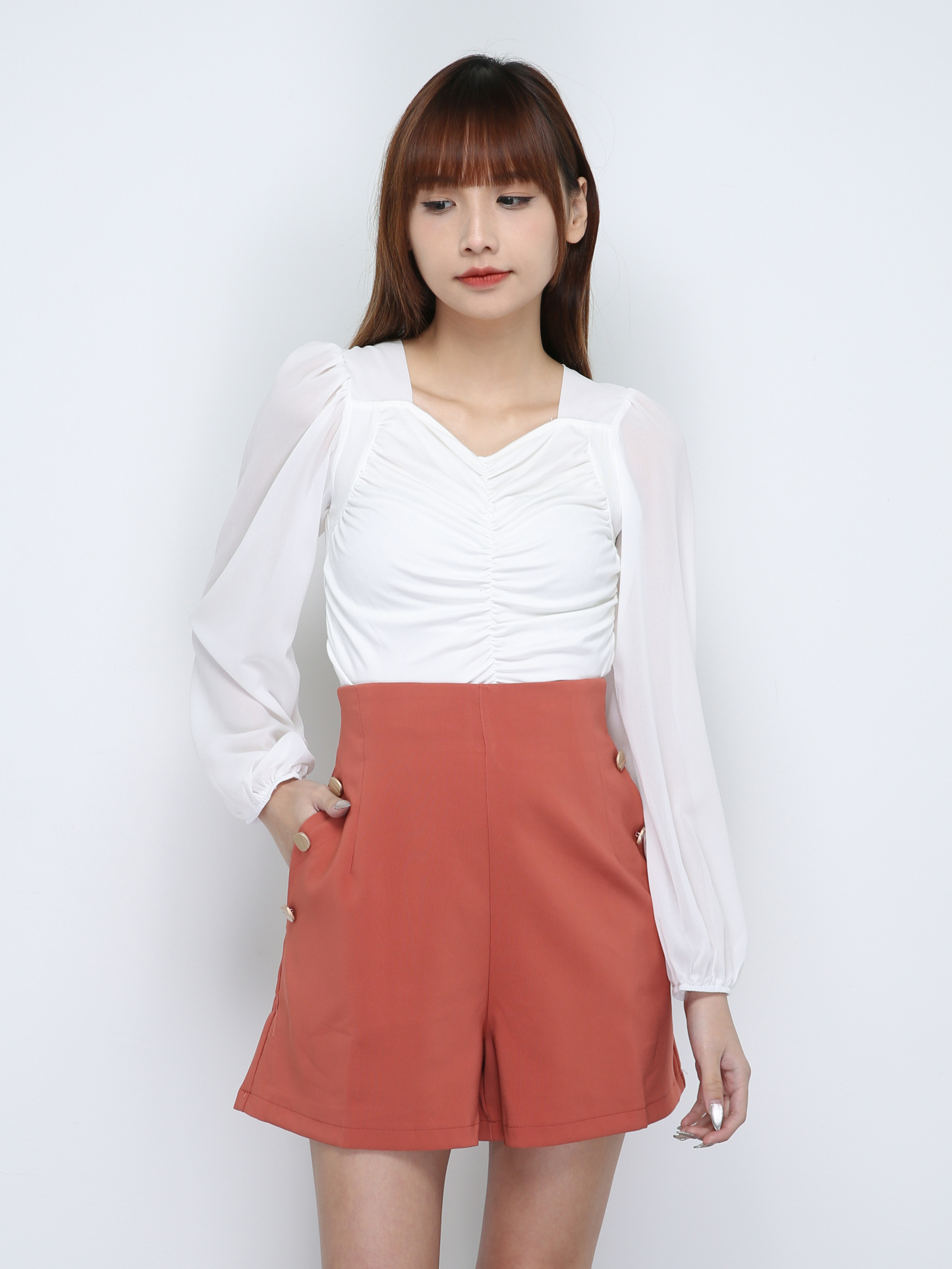 High Waist With Side Pocket Short Pants 18727