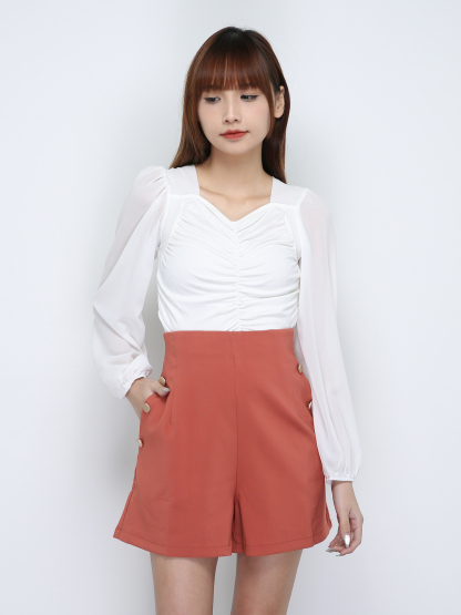 High Waist With Side Pocket Short Pants 18727