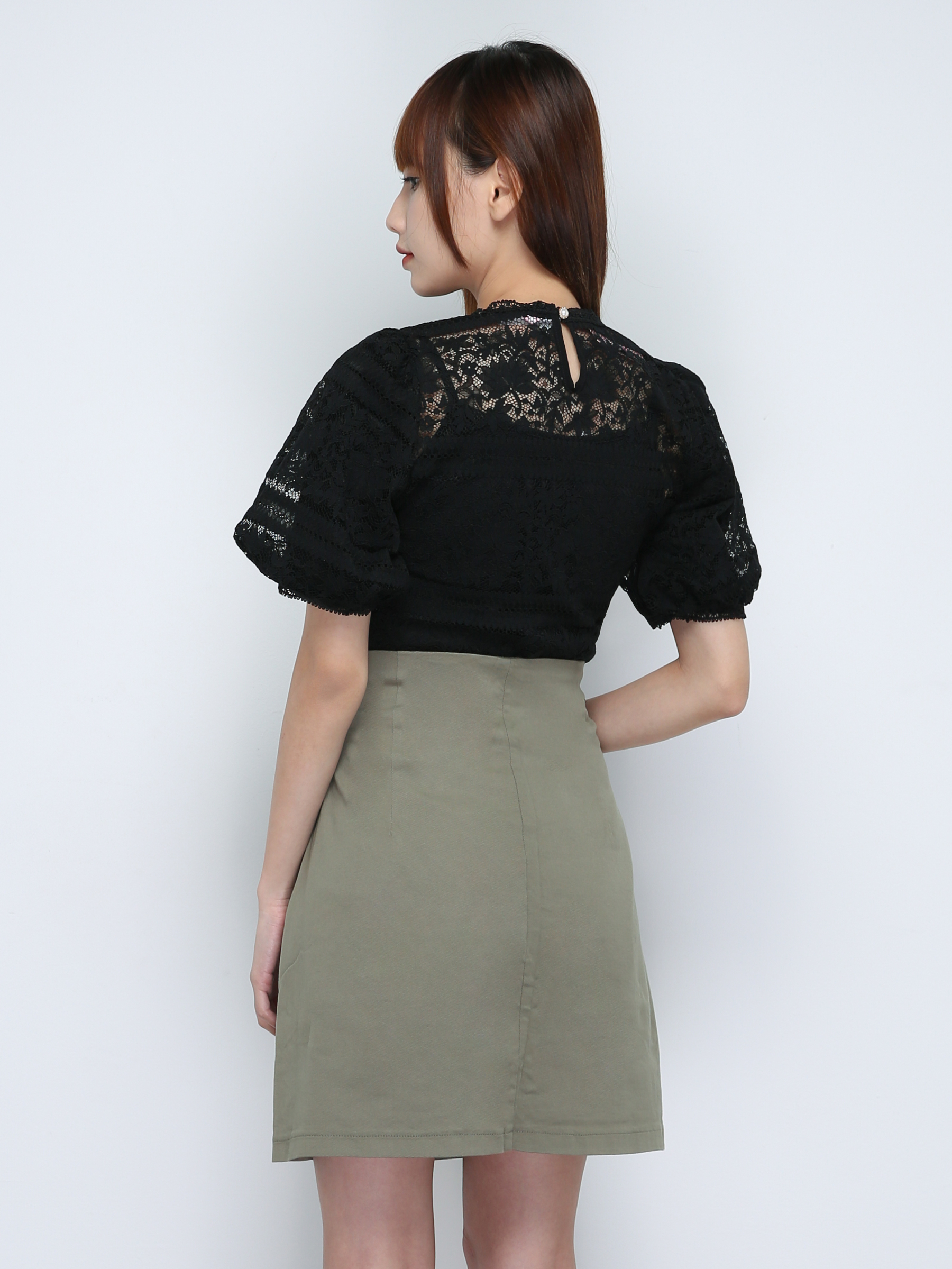 High Waist With Front Button Skirt 18673