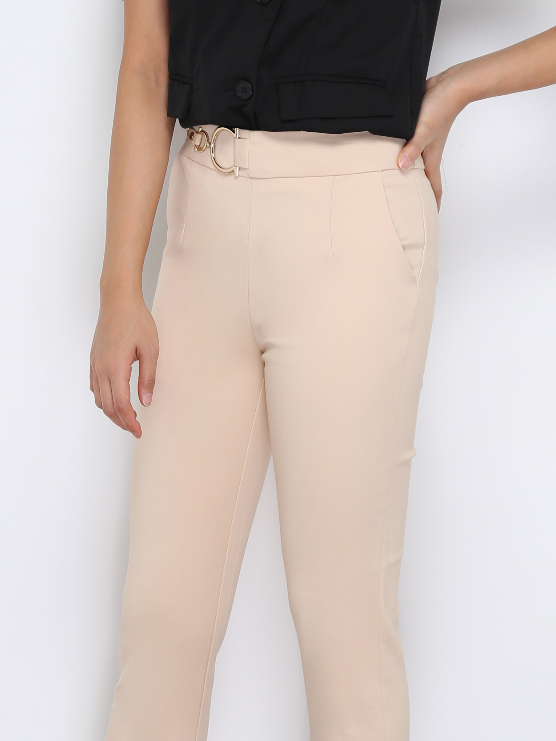Decorative Belt Long Pants 33583