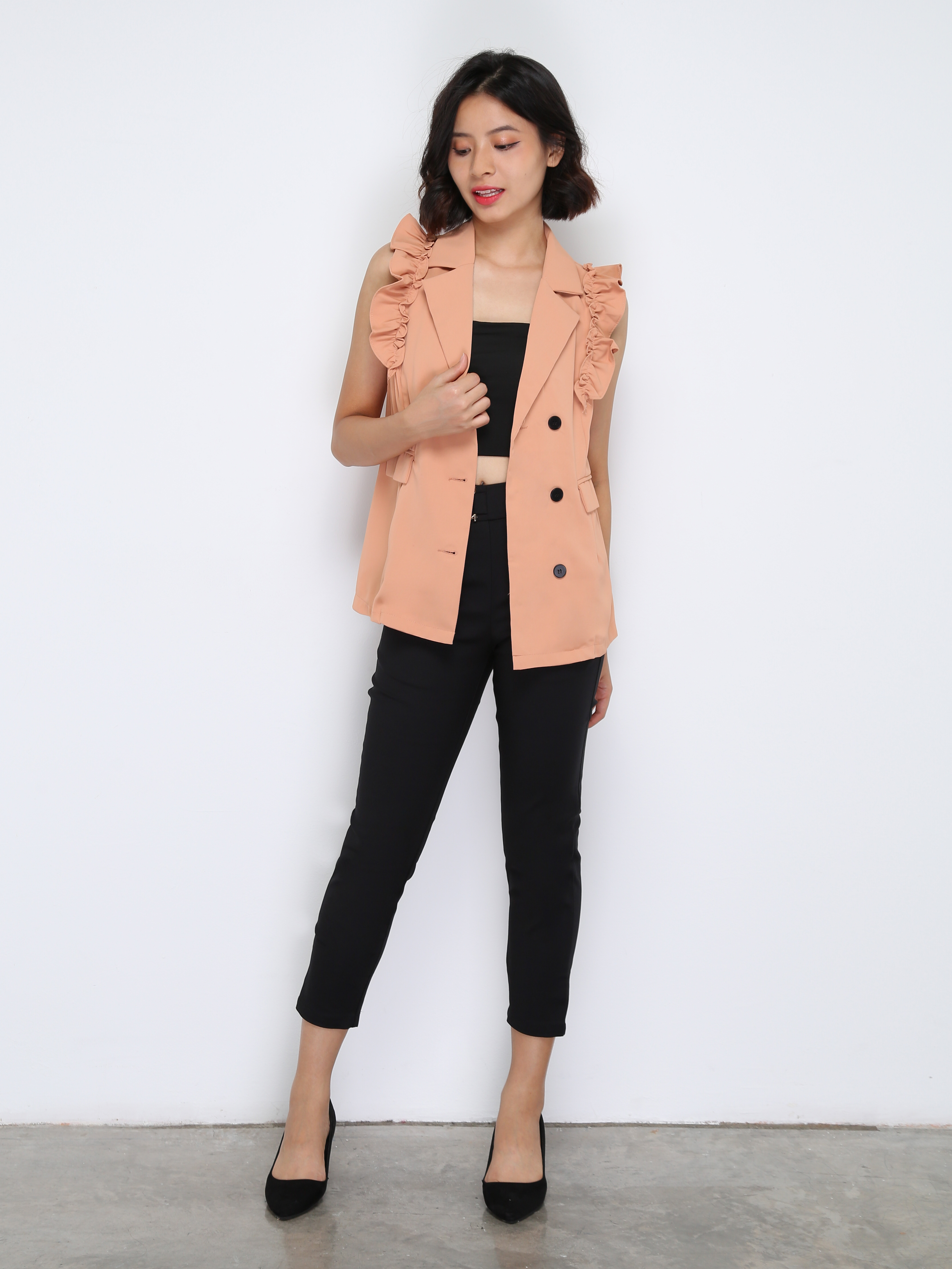 Decorative Belt Long Pants 33583