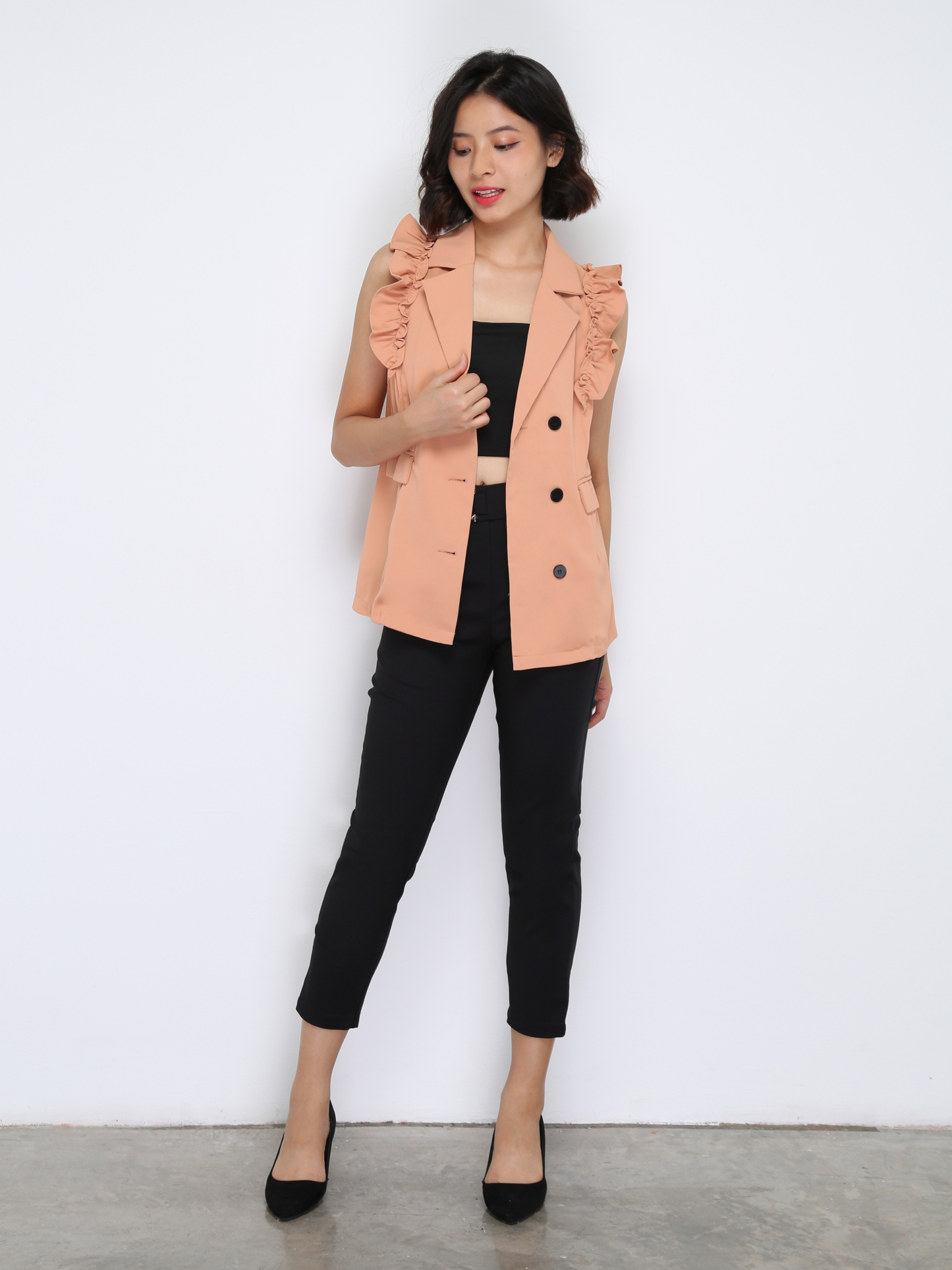 Decorative Belt Long Pants 33583